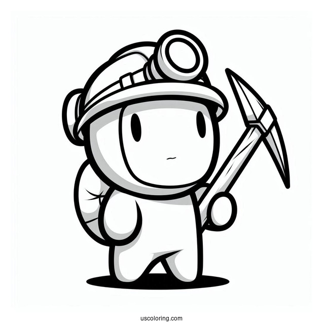 Miner Shy Guy Coloring Page Holding Pickaxe