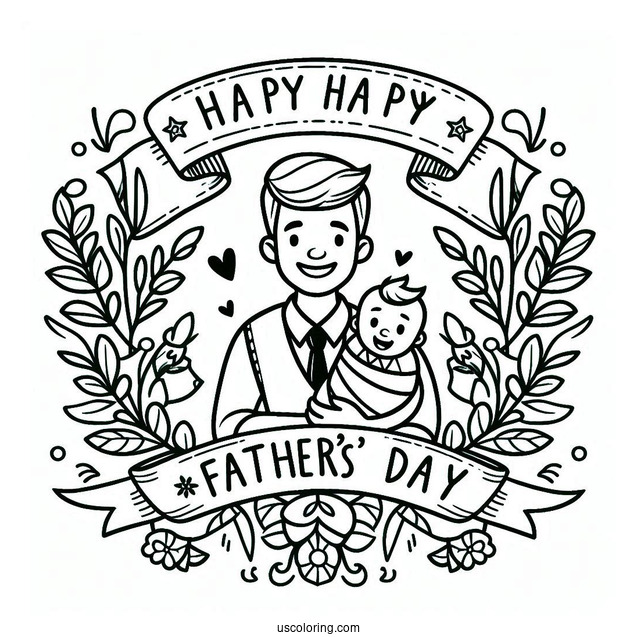 Happy Father's Day Coloring Page Of Banner