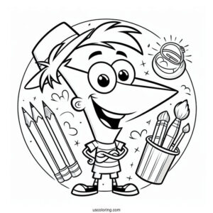 Cute Phineas And Ferb Coloring Page For Preschoolers