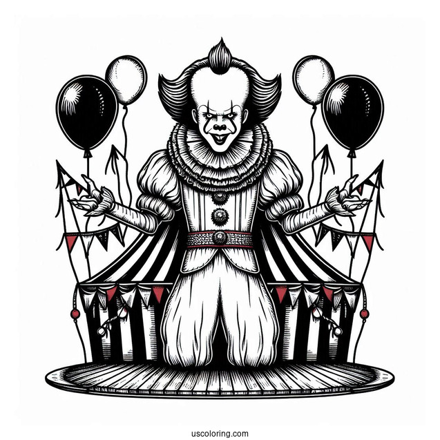 Pennywise Coloring Page Vintage Circus Poster