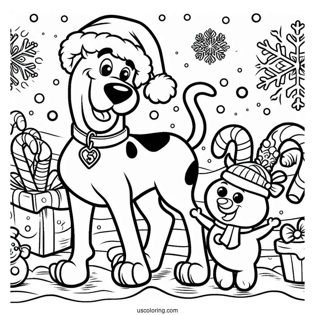 Coloring Page Of Christmas Themed Scooby-Doo