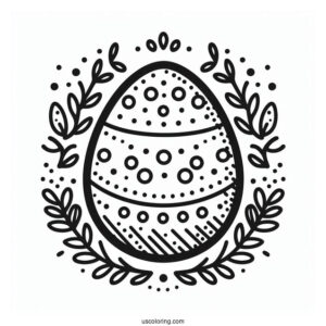 Easter Coloring Page Of Polka Dot Easter Egg