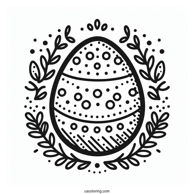 Easter Coloring Page Of Polka Dot Easter Egg