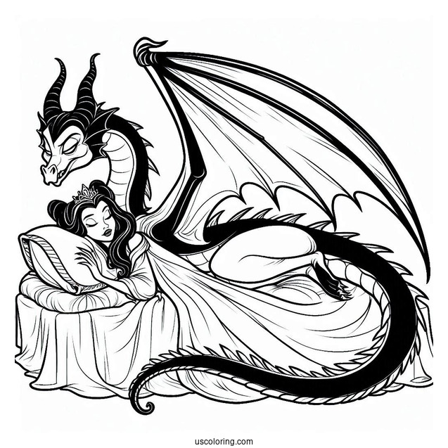 Sleeping Beauty Dragon Maleficent Coloring Page
