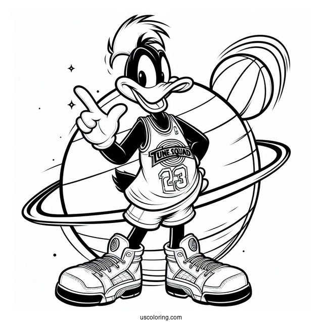 Daffy Duck Wearing Tune Squad Jersey