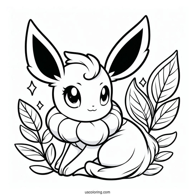 Sylveon Coloring Page Sitting Next To Leafeon
