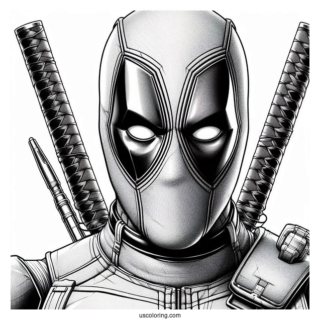 Realistic Deadpool Coloring Page