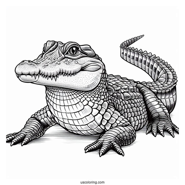 Realistic American Crocodile Coloring Page