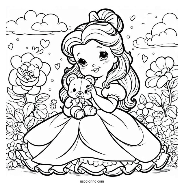 Precious Moments Coloring Page Of Belle For Preschoolers