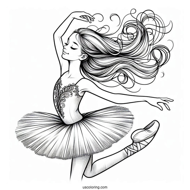 Realistic Ballerina Coloring Page