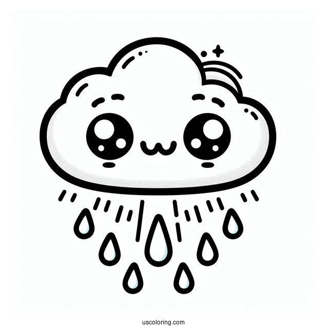 Rain Coloring Page Of Cute Little Raincloud For Preschoolers