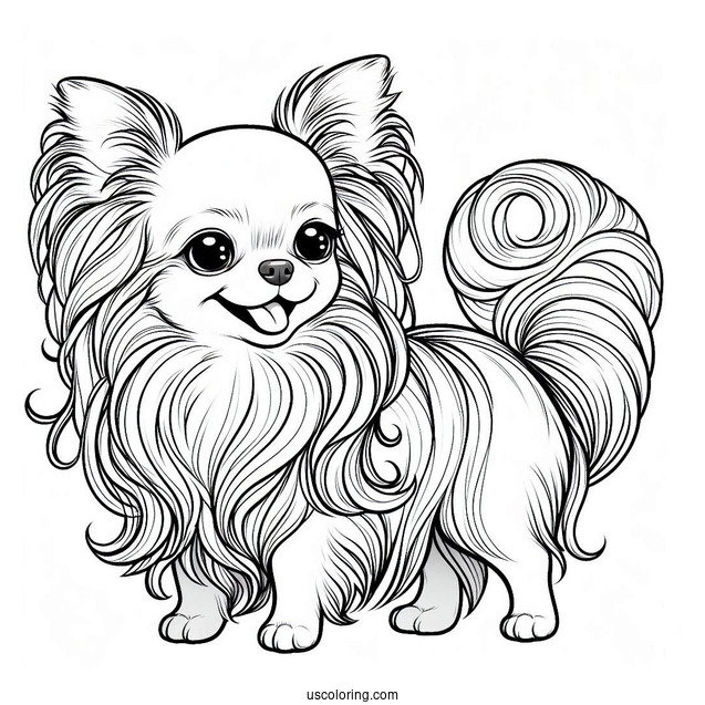 Long Hair Chihuahua Coloring Page Smiling For Kids