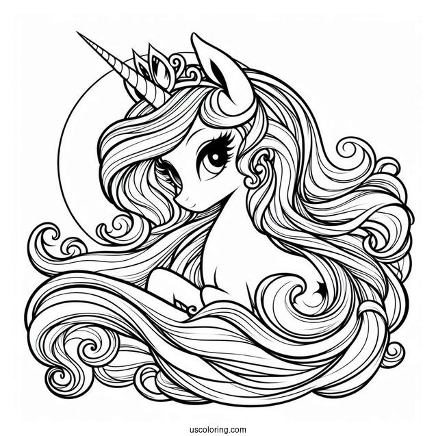 Princess Luna Coloring Page With Flowing Mane