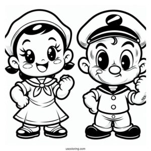 Cute Chibi Popeye Coloring Page For Preschoolers
