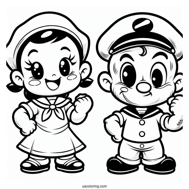 Cute Chibi Popeye Coloring Page For Preschoolers