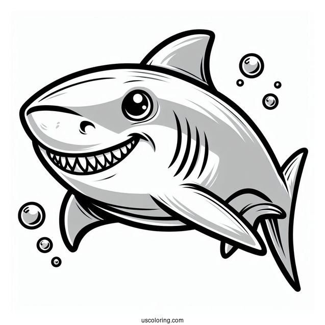 Smiling Hammerhead Shark Coloring Page
