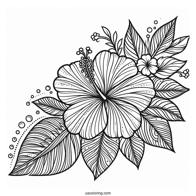 Intricate Hibiscus Pattern Coloring Page
