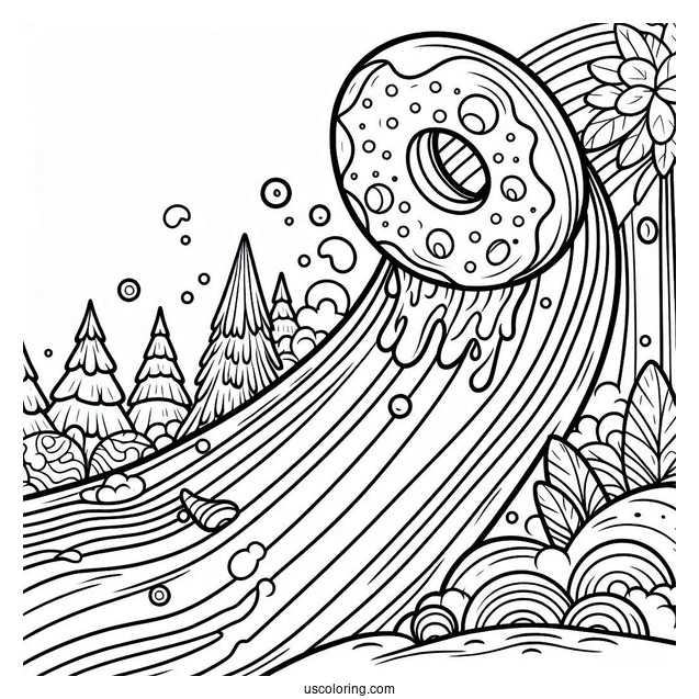 Fun Donut Coloring Page Sliding Down The Rainbow