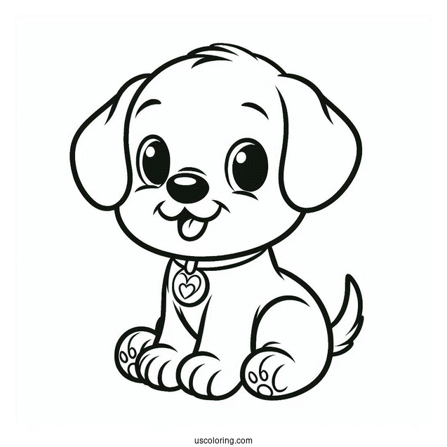 Cute Coloring Page Of Puppy Pluto For Kids