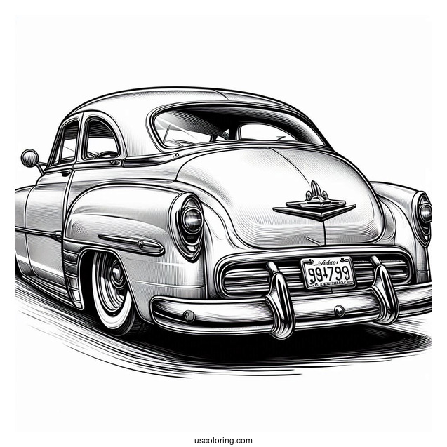 1949 Chevy Fleetline Lowrider Coloring Page Rear View