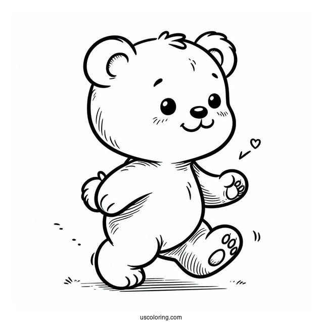 Simple Baby Bear Coloring Page WalkingFor Kids