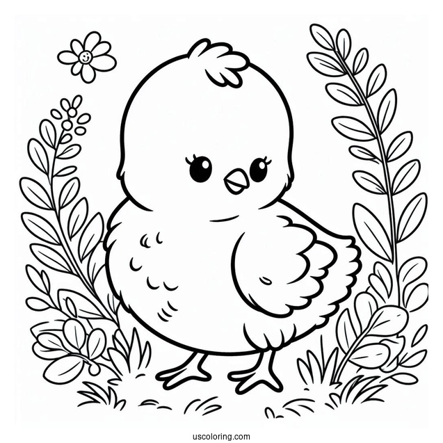 Cute Baby Chick Coloring Page For Kids