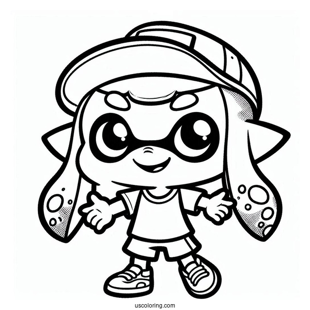 Splatoon Coloring Page Of Smiling Octoling Boy For Preschoolers