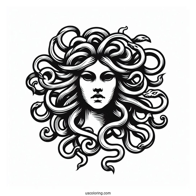 Scary Medusa Coloring Page Head For Kids