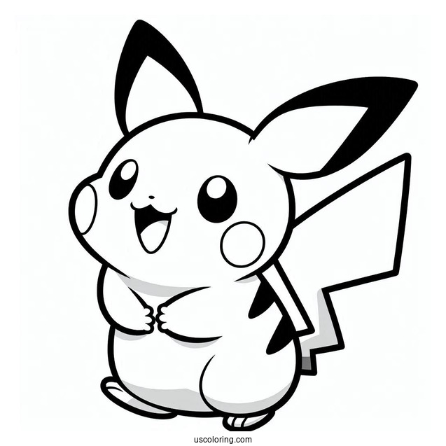 Simple Outline Of Pichu Coloring In For Preschoolers