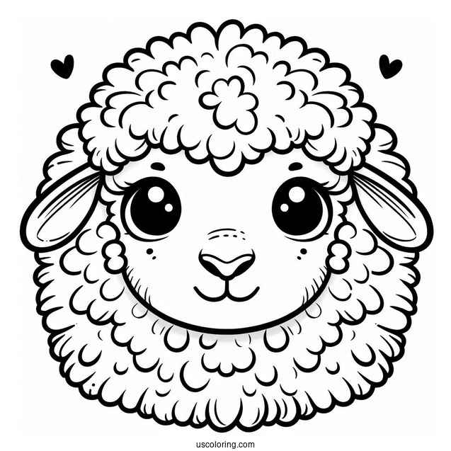 Shaggy Sheep Face Coloring Page
