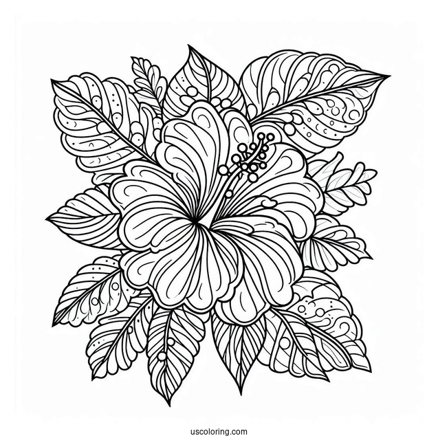 Intricate Hibiscus Pattern Coloring Page