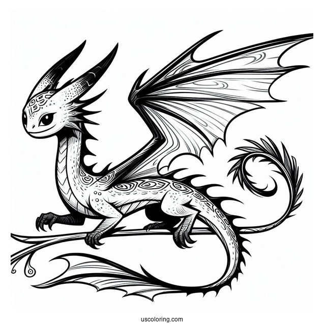 Night Fury With Long Tail And Wings Out