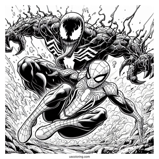 Spider-Man Fighting Carnage Coloring Page