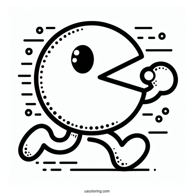 Easy Running Pac-Man Coloring Page For Preschoolers