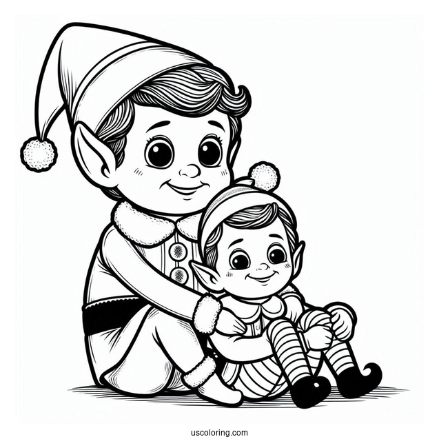 Buddy The Elf Sitting On Poppa Elf To Color