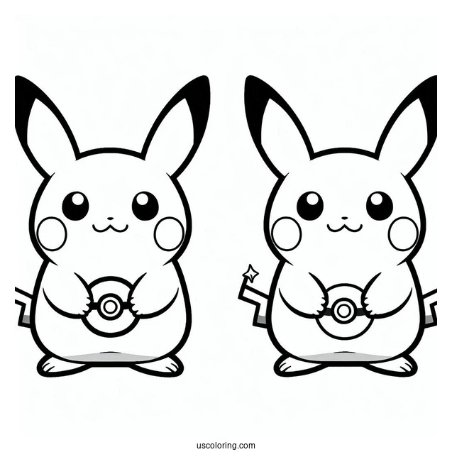 Cute Pikachu KAWS Coloring Page Companion For Kids