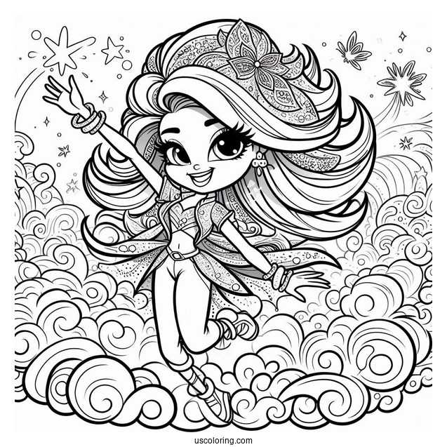 Shimmer And Shine Coloring Page Of Zac Waving From A Cloud