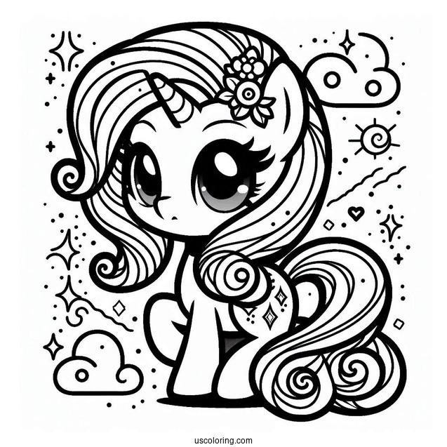 Chibi Equestria Girls Rarity Coloring Page For Preschoolers