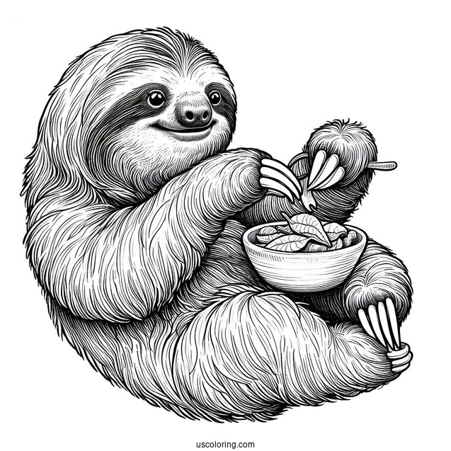 Adult Sloth Reaching Out For Food To Color
