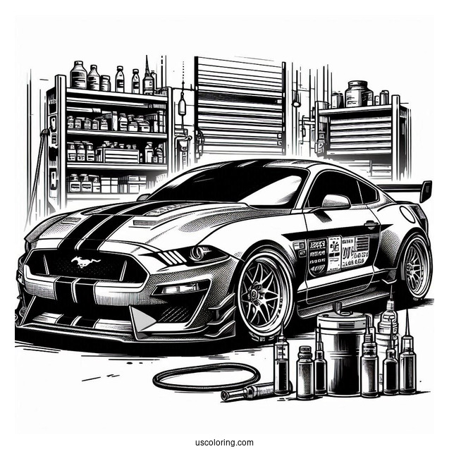 Racing Ford Mustang Picture To Color