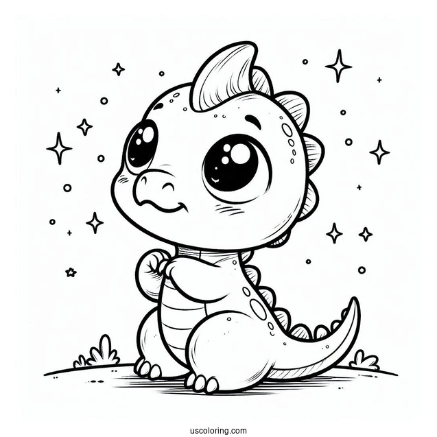 Cute Minmi Dinosaur Coloring Page Of Looking Up