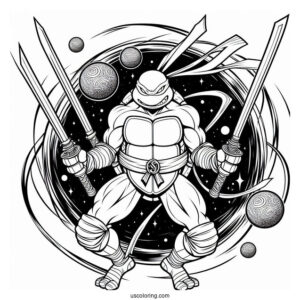 Ninja Turtles Coloring Page Of Rafael Using Twin Sai Swords