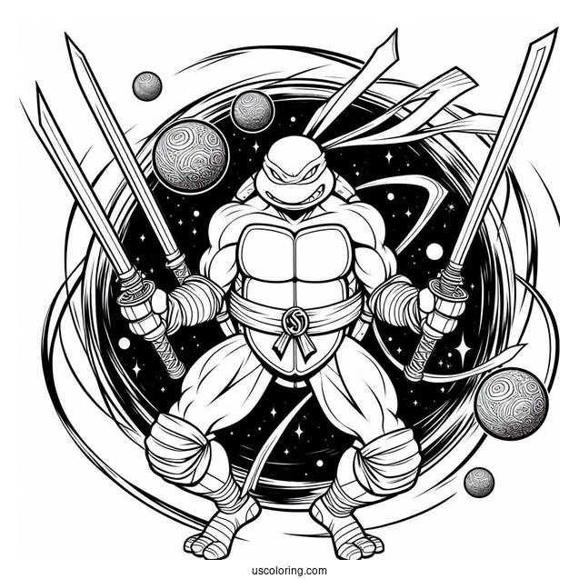 Ninja Turtles Coloring Page Of Rafael Using Twin Sai Swords