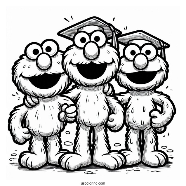 Coloring Sheet Of Elmo and Sesame Street Friends