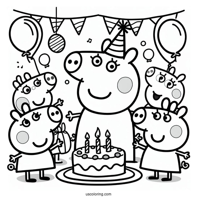 Peppa Pig With Friends At Birthday Party