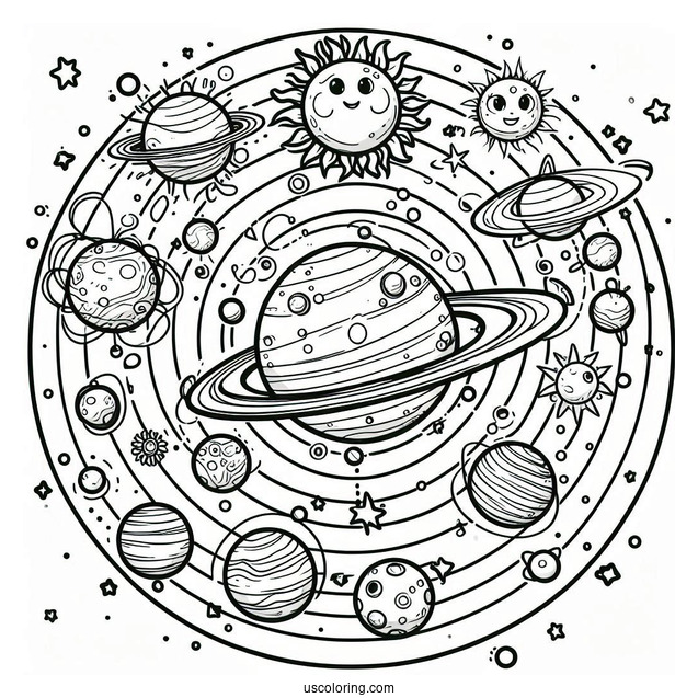 Cartoon Coloring Page Of The Solar System