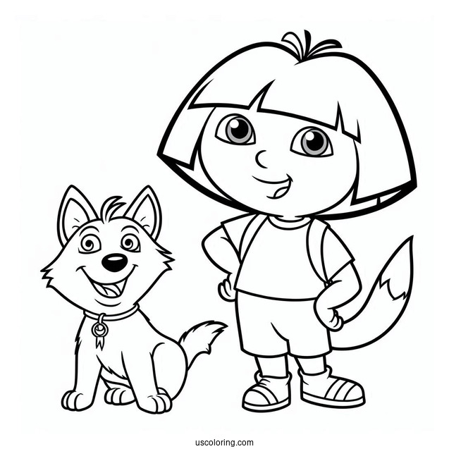 Simple Outline Of Dora For Preschoolers To Color