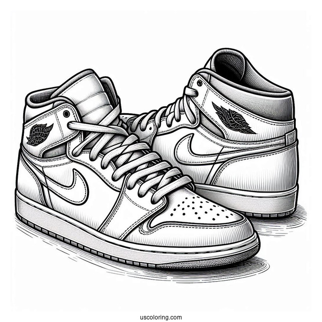Detailed Pair Of Air Jordans Coloring Page