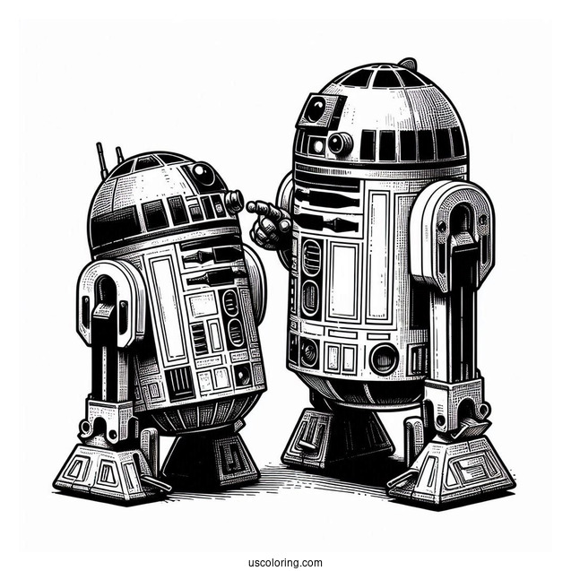 K2SO And R4 P17 Meeting R2 D2 Coloring Page