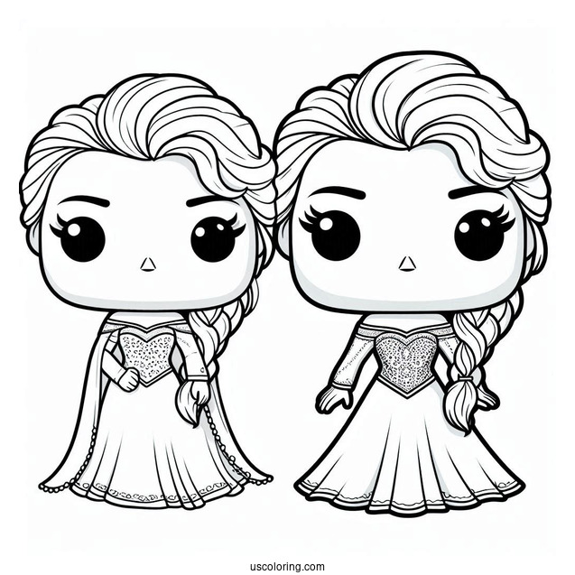 Cute Elsa Funko Pop Coloring For Preschoolers